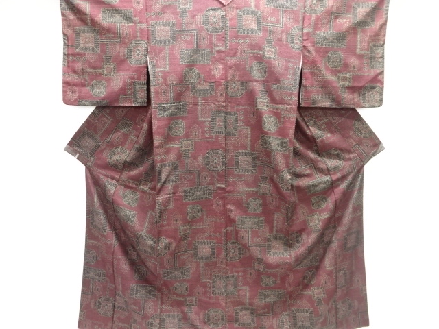 抽象模様織り出し十日町紬着物